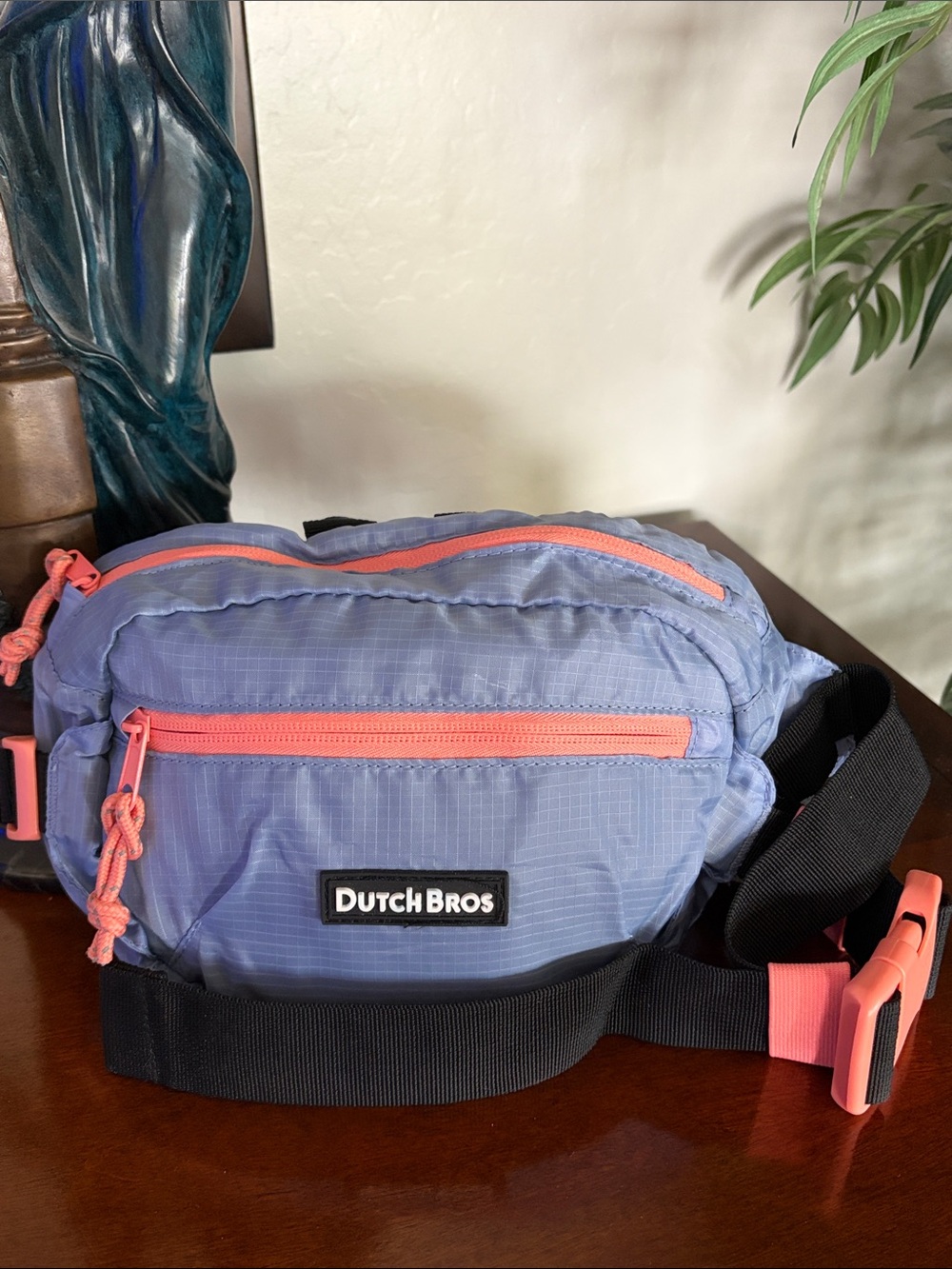 Dutch Bros “Rave Pack” Fanny Pack with Snap-Fit Buckle ~ Light Blue/Coral